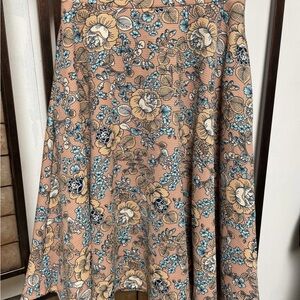 Agnes & Dora A-Line Skirt - Tan with Blue Floral